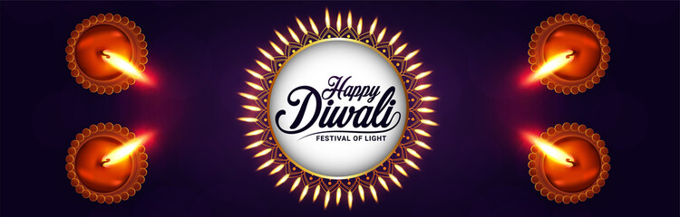 Happy diwali celebration banner diwali the festival of light