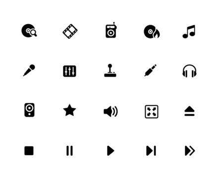 Media Player Icon Set - 32px Solid