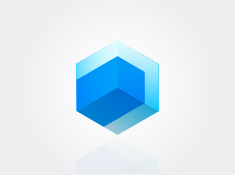 Isometric cube construction, 3d logo vector, structure concept, isolated on white background