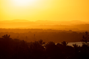 Beautiful sunset in dyllic beach in Boipeba Island, State of Bahia, Brazil