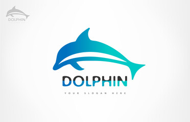 Dolphin logo vector. Underwater animal mammals.