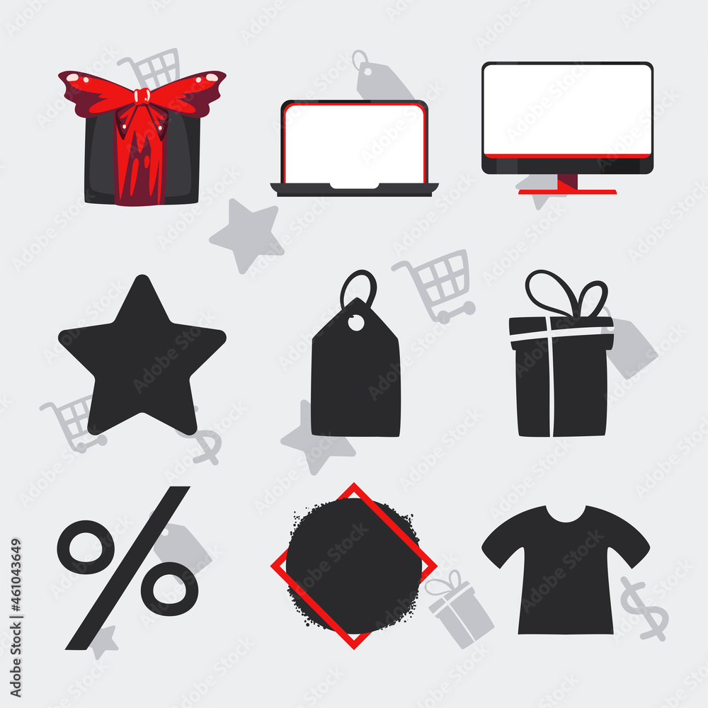 Wall mural black friday icons