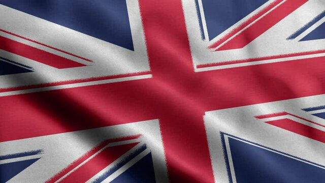 United Kingdom flag waving in slow motion 4k footage