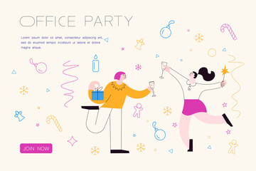 Landing webpage template of Christmas office party