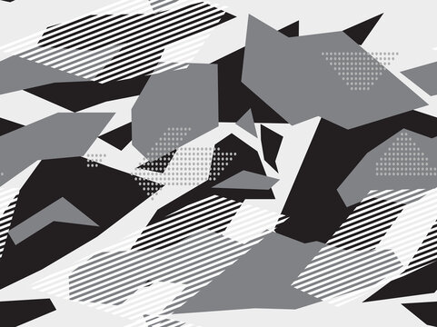 Geometric camouflage of shapes and lines. Print. Vector