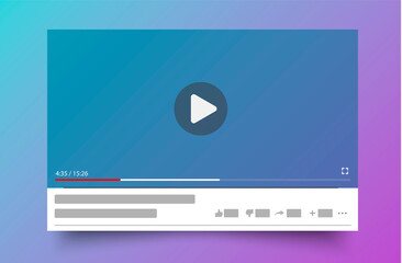 Modern video player design template for web and mobile apps flat style. Vector illustration