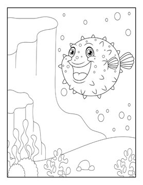 Coloring Book Pages for Kids. Coloring book for children. Mermaids. Sea Creatures. Sea Animals. Ocean Animals.