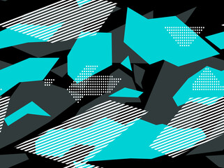 Geometric camouflage of shapes and lines. Print. Vector