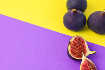 figs and fig on yellow and violet background