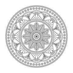 Vector black mandala. Line round vintage pattern for design isolated on white background. Good for card and coloring book. Anti-stress painting