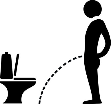 Man peeing on the floor web pictogram on white background. Toilet rules sticker.