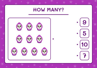 How many Ghost, game for children. Vector illustration, printable worksheet