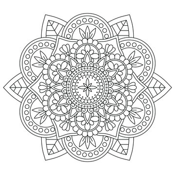 Vector black mandala for coloring book. Line round vintage pattern for design isolated on white background. Decorative ornament in oriental style