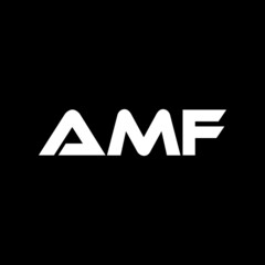 AMF letter logo design with black background in illustrator, vector logo modern alphabet font overlap style. calligraphy designs for logo, Poster, Invitation, etc.