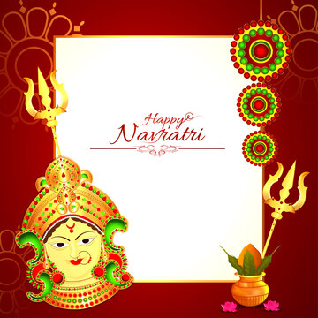 Creative happy durga puja celebration greeting card with vector illustration