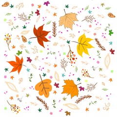 seamless pattern with leaves, background illustration autumn 