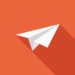 Paper Airplane Icon With Long Shadow Design