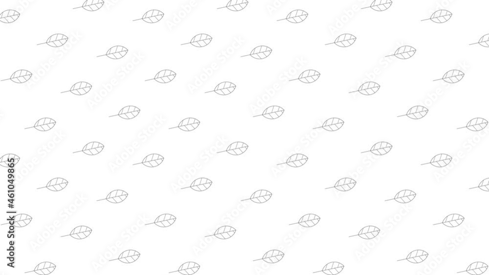 Poster elm tree leaves black thin line icons on a white background. seamless loop motion graphic pattern wi