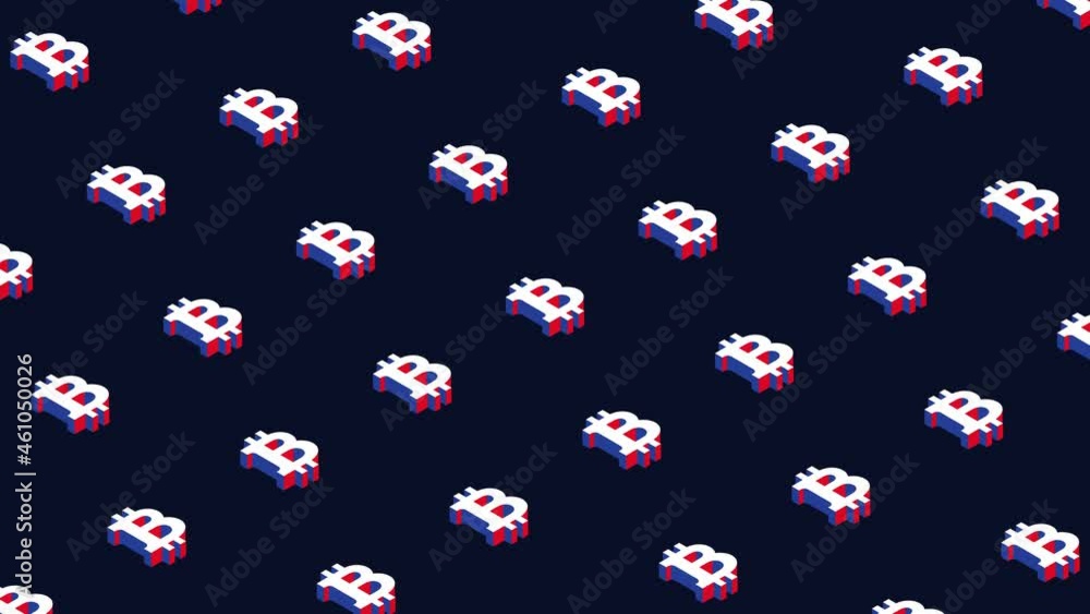 Aufkleber animated pattern with isometric symbols of cryptocurrency bitcoin. simple seamless loop modern motio