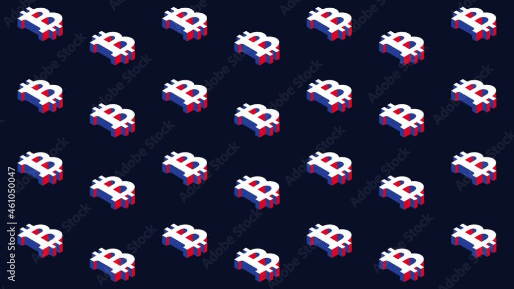 Aufkleber animated pattern with isometric symbols of cryptocurrency bitcoin. simple seamless loop modern motio