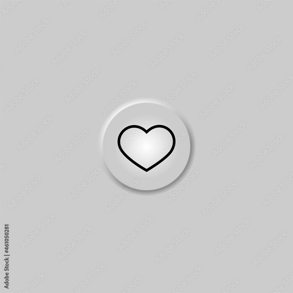 Poster heart neomorphism icon vector illustration. 3d neomorphic sign of round shape for trendy ui ux inter