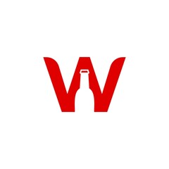 initial letter W wine logo