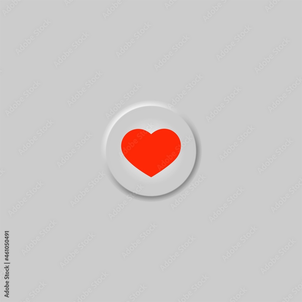 Poster heart neomorphism icon vector illustration. 3d neomorphic sign of round shape for trendy ui ux inter