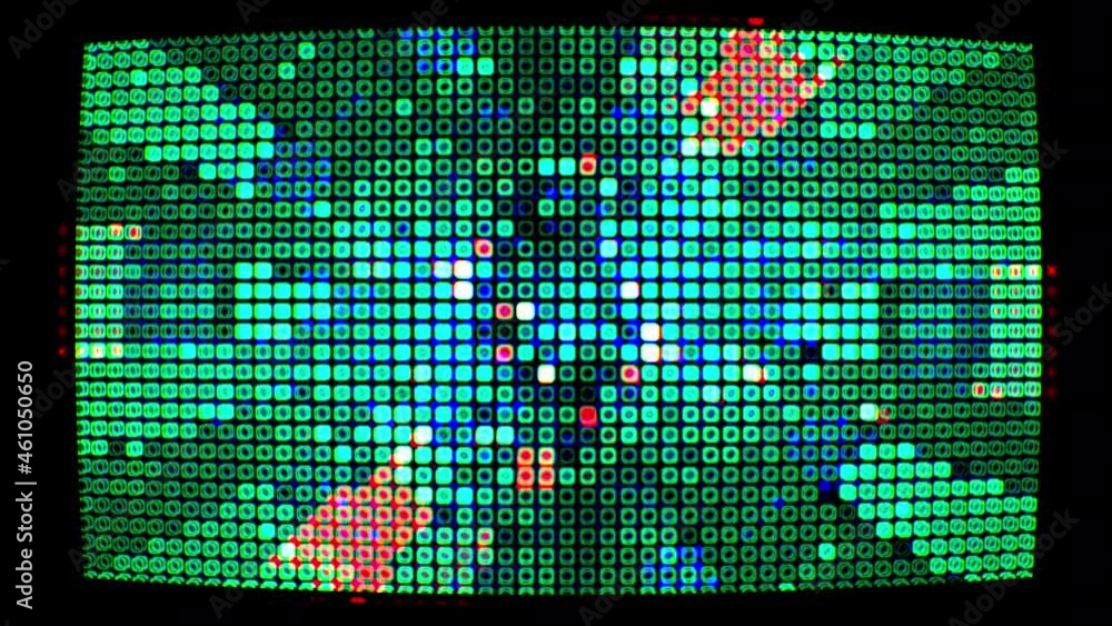Poster abstract seamless loop glittering grid of red green blue square lights digital technology grid shake
