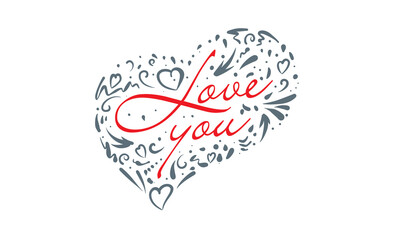 The heart and the inscription I love you. Vector Valentine card