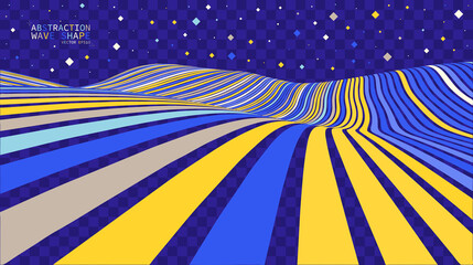 Vector color waves. Abstraction on a transparent background. Perspective optical illusions. Multicolored stripes, 3D vector illustration.