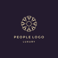 Creative people logo design template with circle