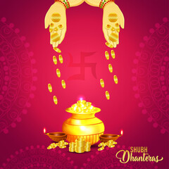 Shubh dhanteras indian festival celebration greeting card