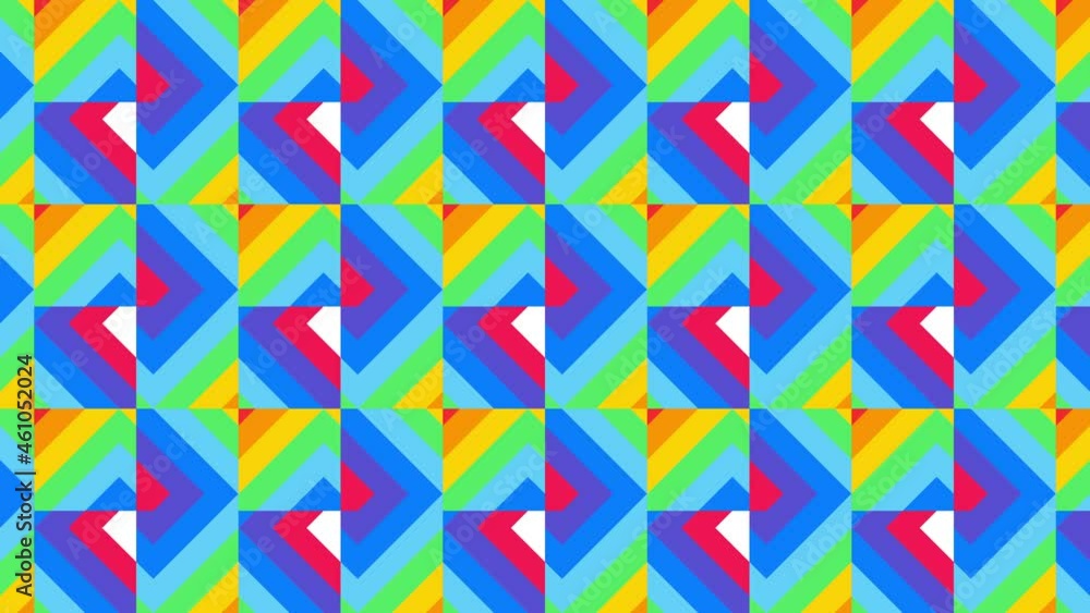 Aufkleber geometric mosaic with animated multicolor tiles. motion graphic seamless loop pattern in bright colo