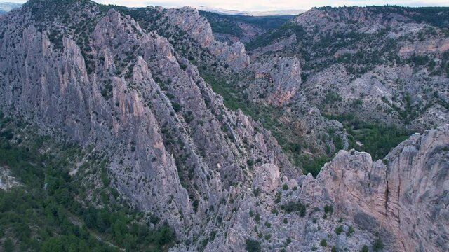 Natural Monument of the Organos de Montoro between Villarluengo and Ejulve in the Comarca del Maestrazgo and Andorra-Sierra de Arcos. Teruel province. Autonomous Community of Aragon, Spain, Europe