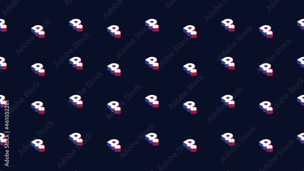 Aufkleber isometric symbols of russian currency ruble in animated mosaic. simple seamless loop modern motion g