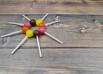 The Lollipops in the close-up. Candy caramel.