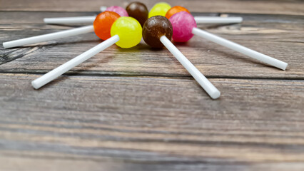 The Lollipops in the close-up. Candy caramel.
