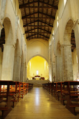 Fototapeta premium Fossacesia - Abruzzo - Medieval Church of San Giovanni in Venere: Interior of the church