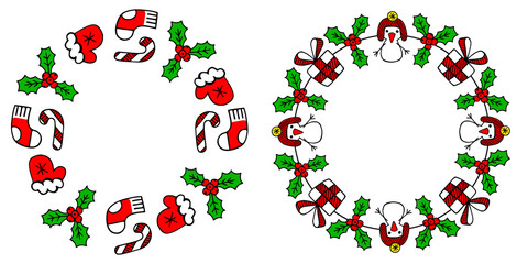 Christmas wreath clipart, Christmas frame banner. Winter