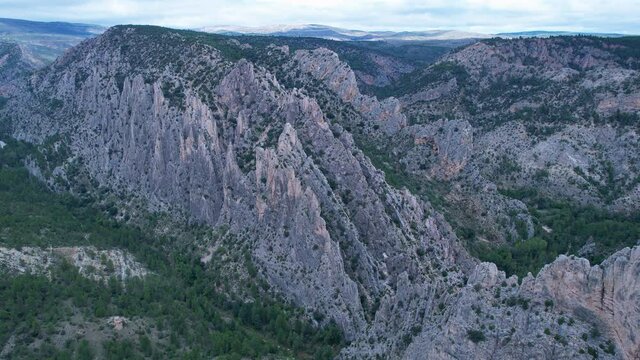 Natural Monument of the Organos de Montoro between Villarluengo and Ejulve in the Comarca del Maestrazgo and Andorra-Sierra de Arcos. Teruel province. Autonomous Community of Aragon, Spain, Europe