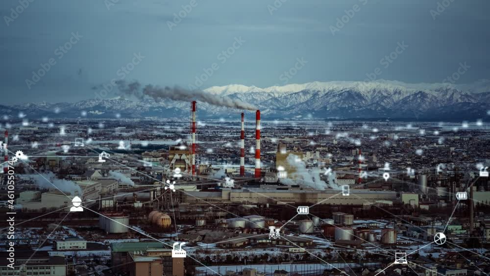 Aufkleber industrial technology concept. communication network. industry 4.0. factory automation.