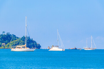 Fototapeta premium Boats tropical island Koh Phayam Ao Khao Kwai Beach Thailand.