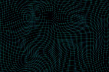 Abstract distorted wireframe wave. Vector curve surface background. Technology grid pattern. Mesh wave.