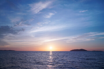Fototapeta na wymiar Landscape sunset or sunrise light of nature cloudscape sky.