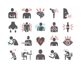 Disease symptoms icons. Vector sign for web graphics.
