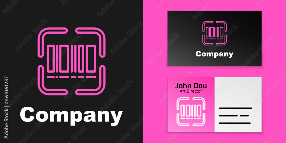 Aufkleber pink line scanner scanning bar code icon isolated on black background. barcode label sticker. identi
