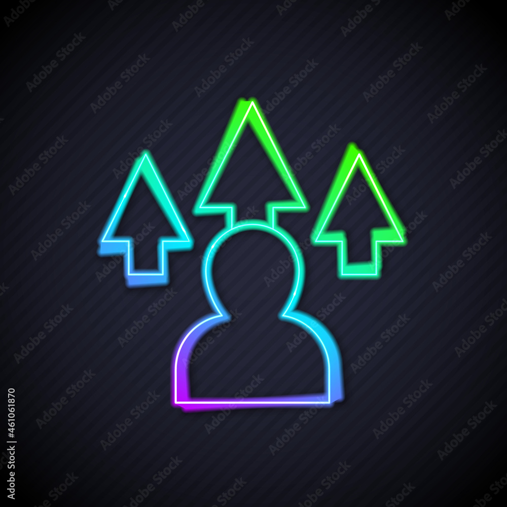 Poster glowing neon line web design and front end development icon isolated on black background. vector
