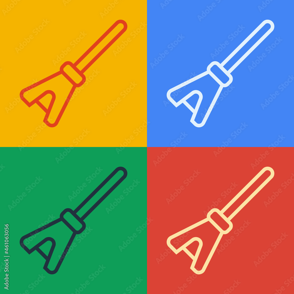 Poster pop art line mop icon isolated on color background. cleaning service concept. vector