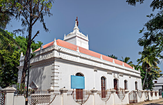 Zion church near Danish fort in Tranquebar, Tamil Nadu, India.