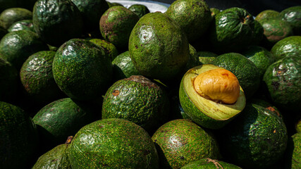 Fresh avocado seeds green color